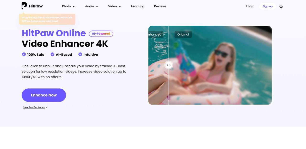 Herramienta IA Hitpaw Online Video Enhancer