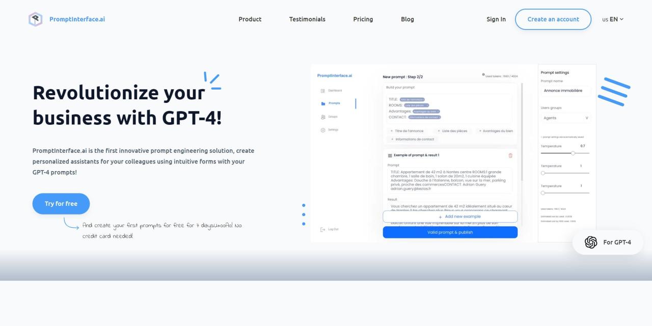 Herramienta IA Promptinterface.AI