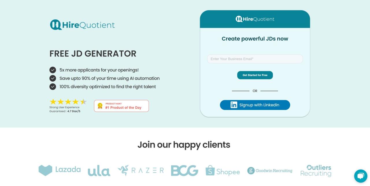 Herramienta IA Free Job Description Generator