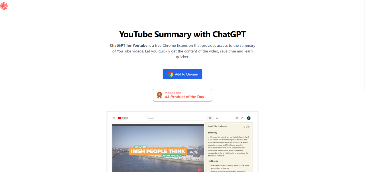 Herramienta IA ChatGPT For Youtube
