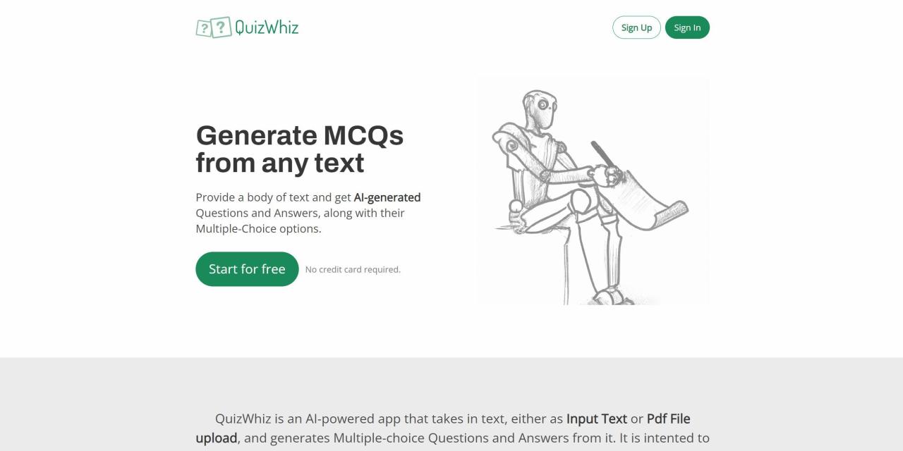 Herramienta IA Quizwhiz