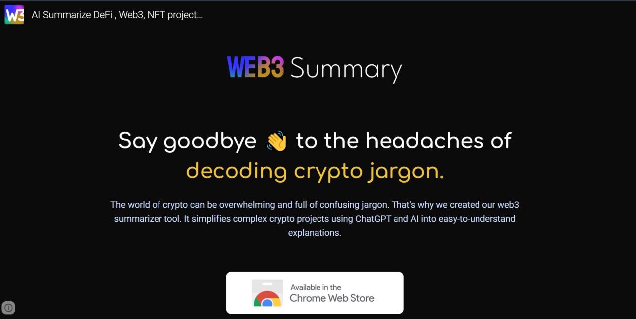 Herramienta IA Web3 Summary