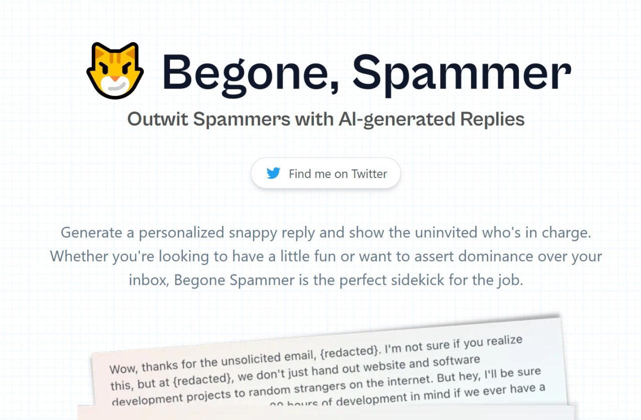 Herramienta IA Begone Spammer