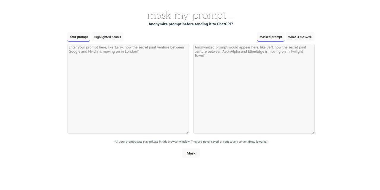 Herramienta IA Maskmyprompt