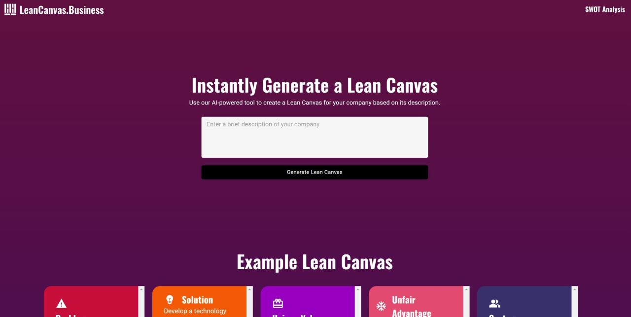 Herramienta IA Lean Canvas