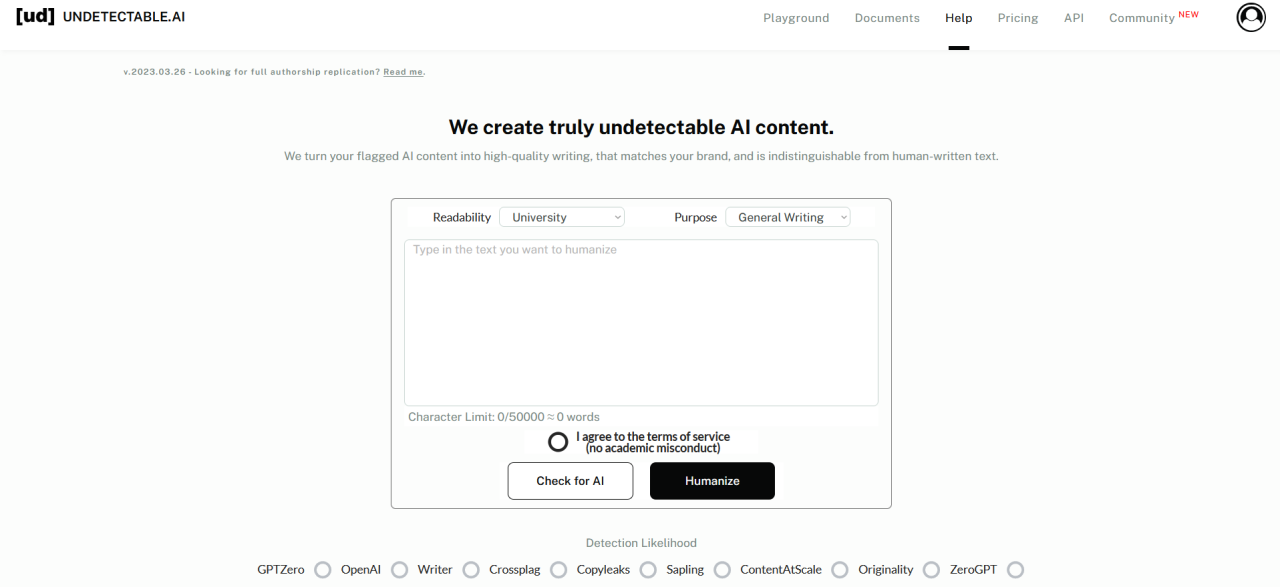 Herramienta IA Undetectable AI