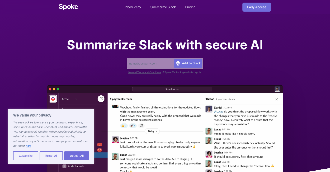 Herramienta IA Spoke.AI Slack Summarization