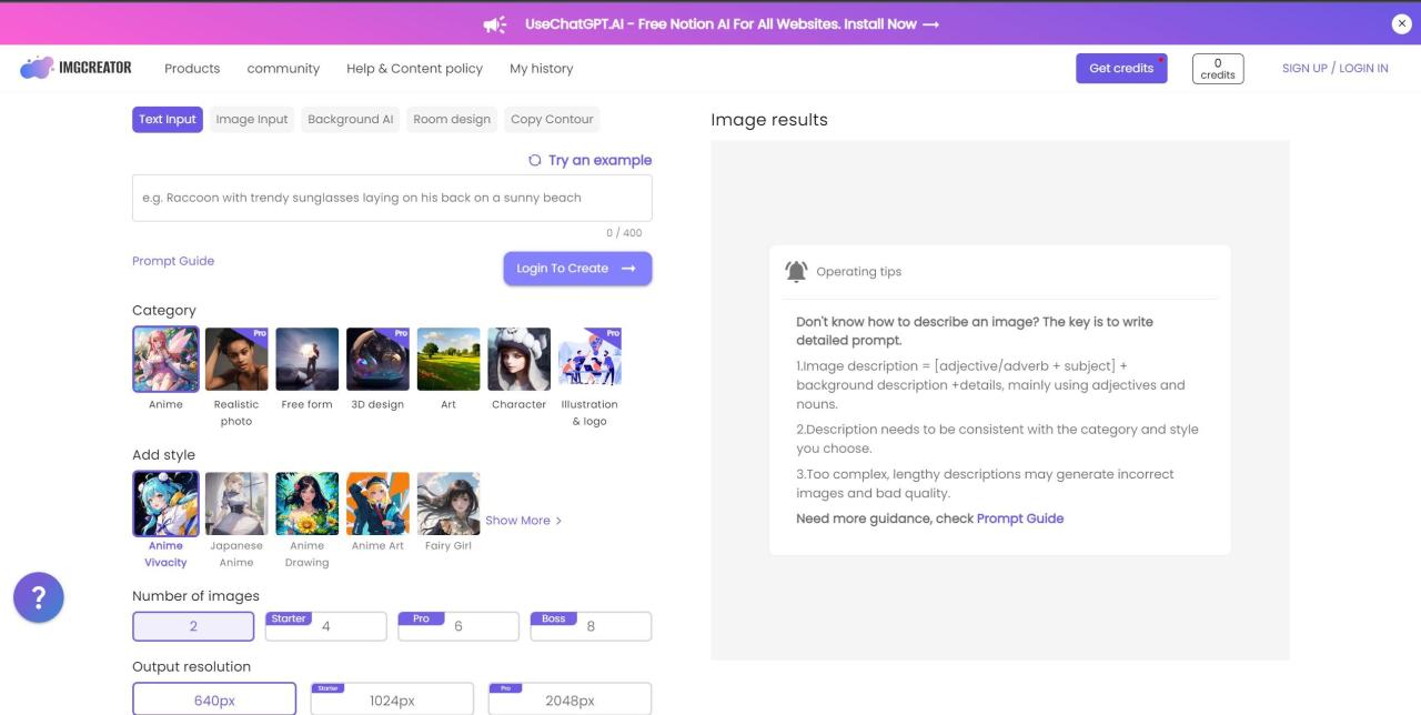 Herramienta IA Imgcreator