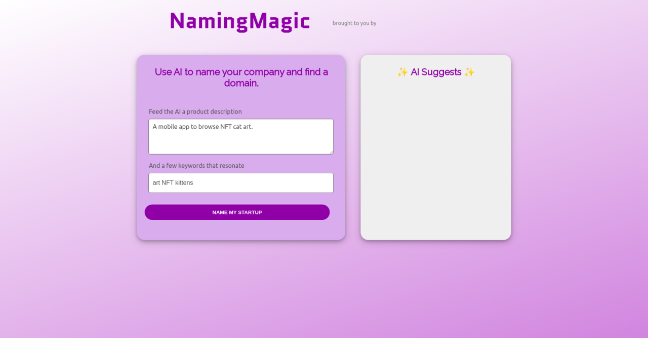 Herramienta IA Naming Magic