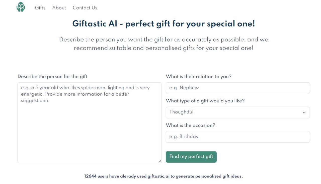 Herramienta IA Giftastic.AI