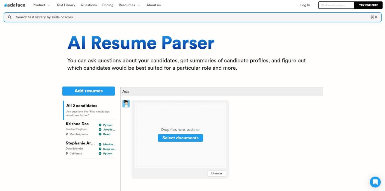 Herramienta IA AI Resume Parser