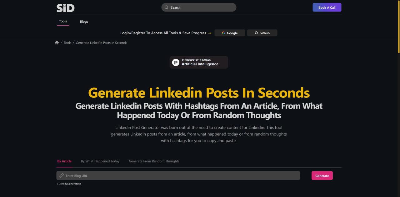 Herramienta IA Linkedin Post Generator