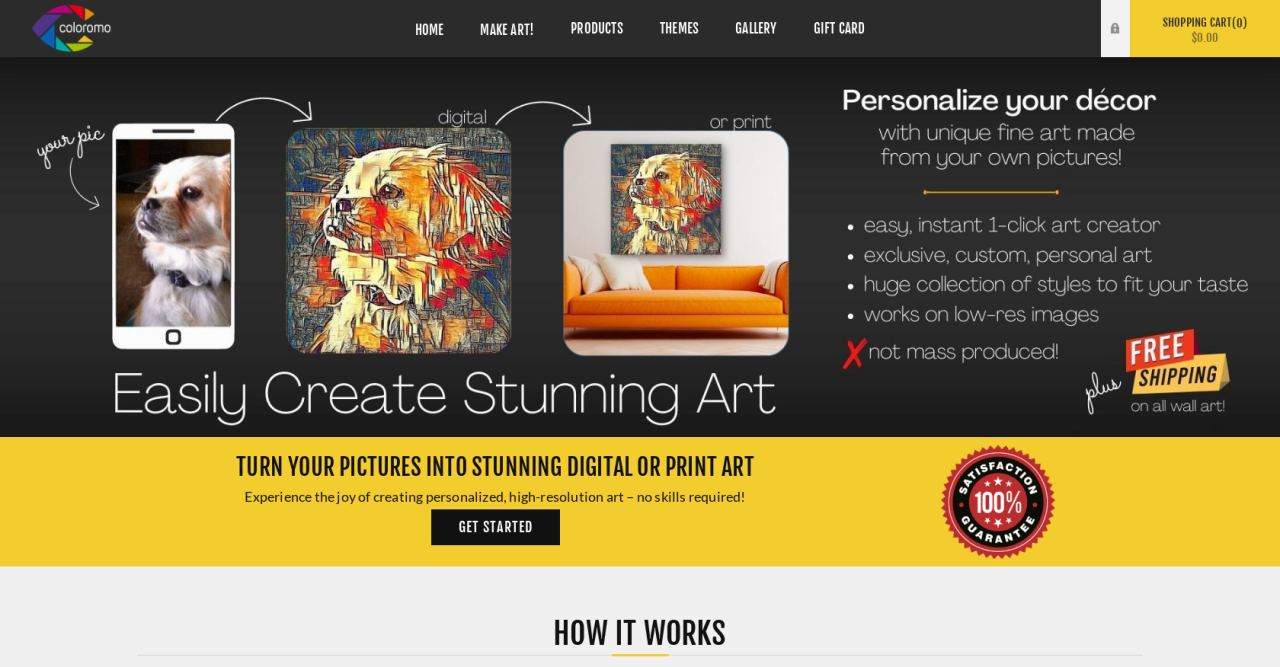 Herramienta IA Coloromo AI Art Generator