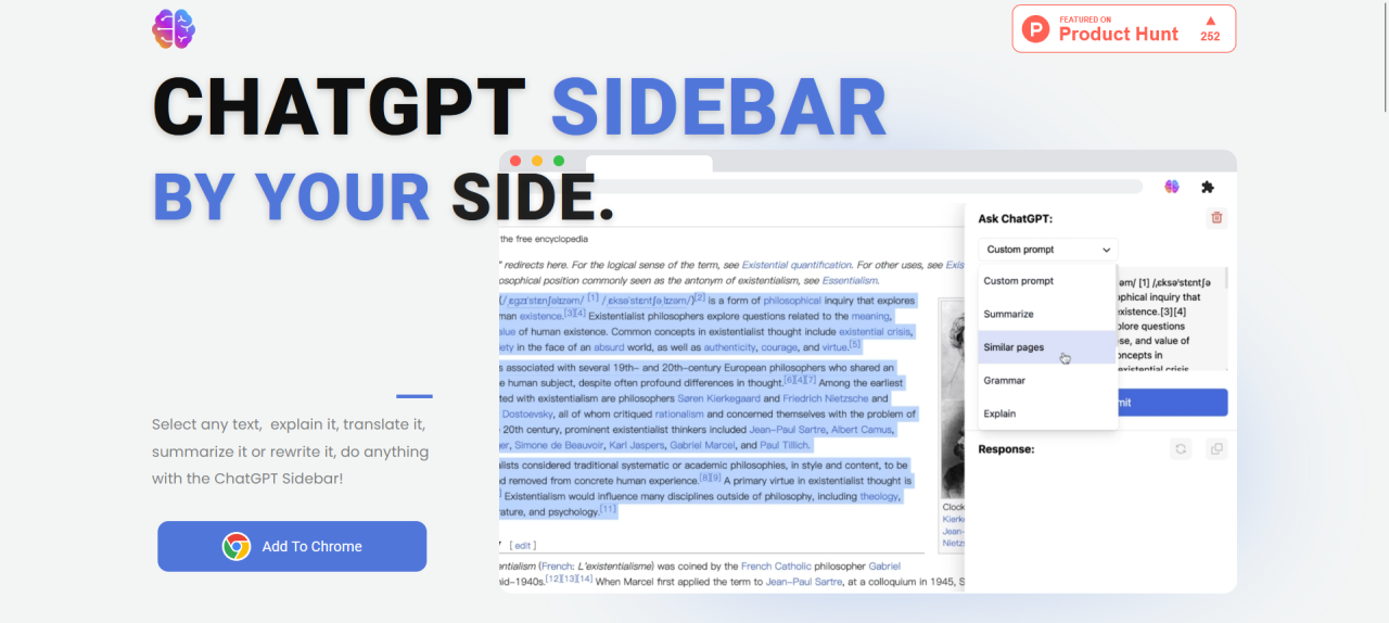 Herramienta IA ChatGPT Sidebar With GPT 4
