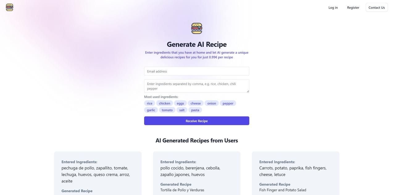 Herramienta IA AI Recipe Generator