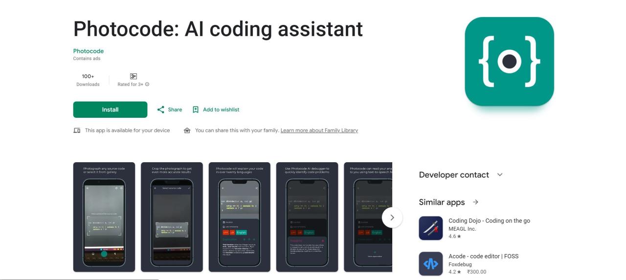 Herramienta IA Photocode AI Coding Assistant